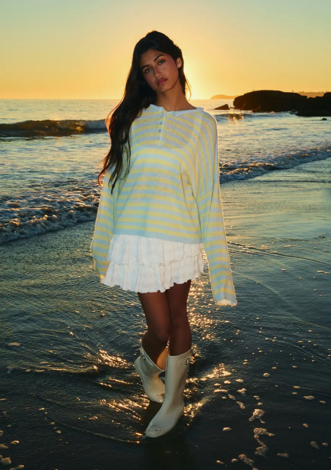 White Ruffle Skort