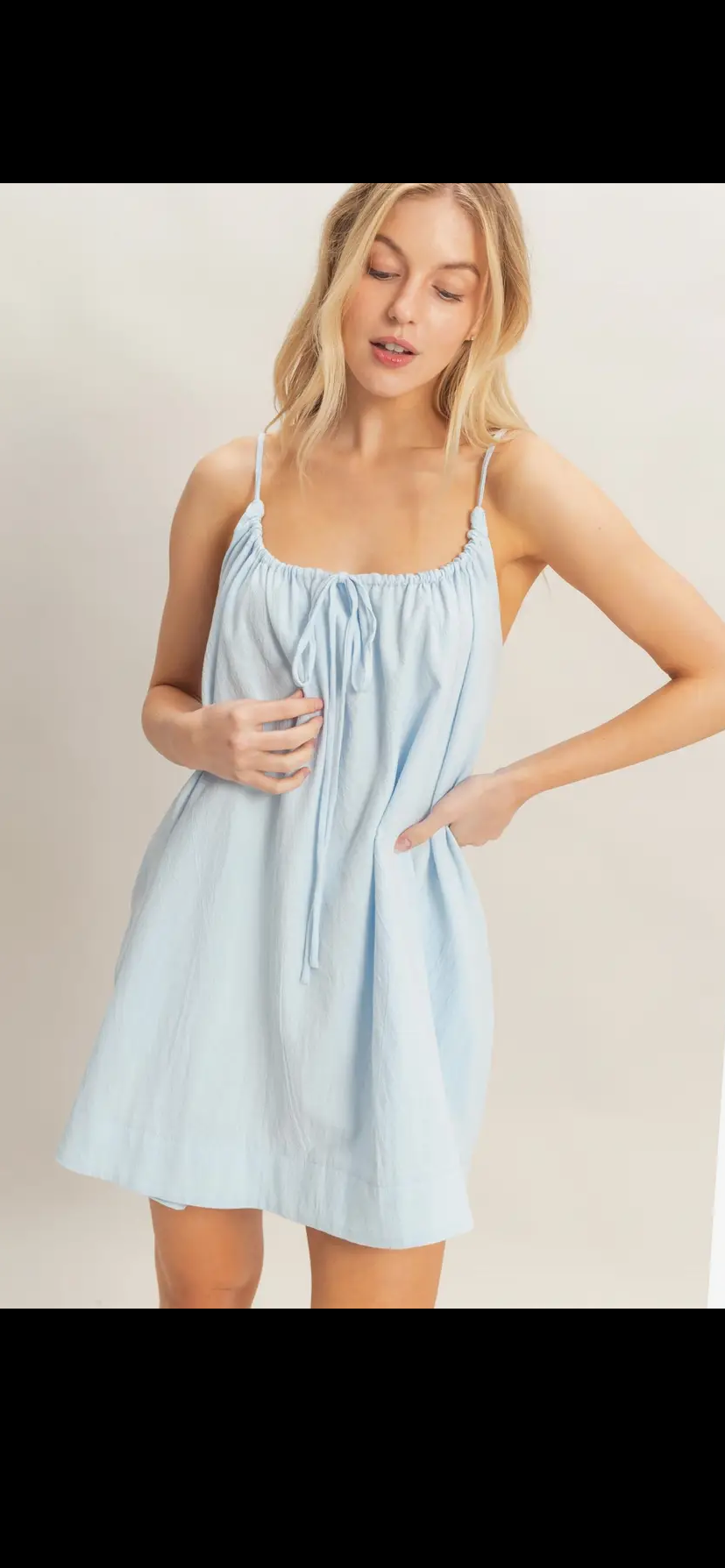 Light Blue Tie Mini Dress