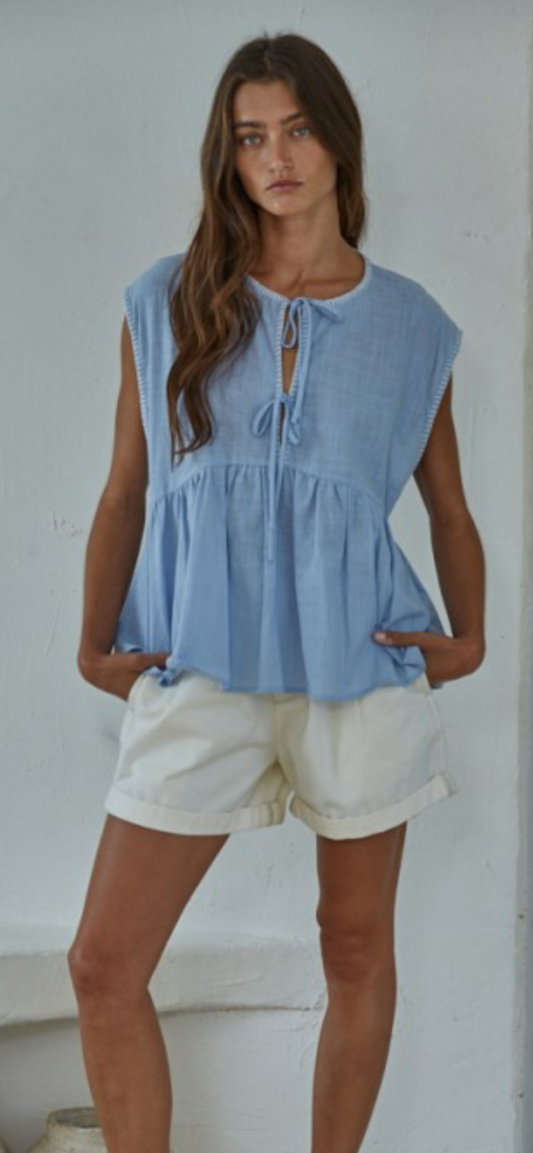 Light Blue Together Babydoll Tank