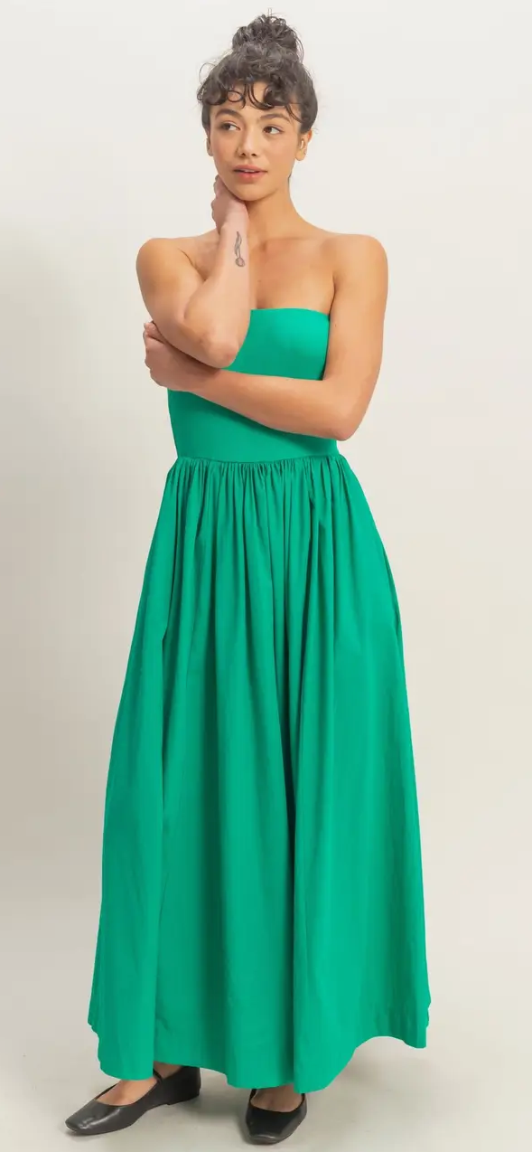 Strapless Green Maxi