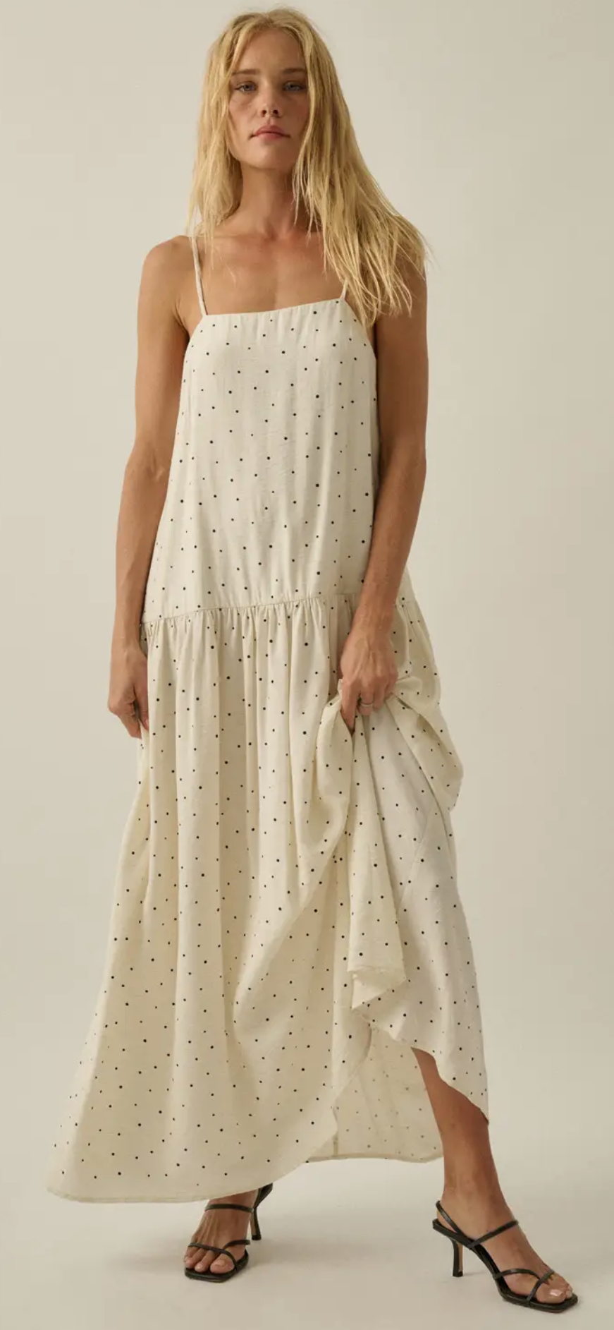 PREORDER-b&w polka dot maxi
